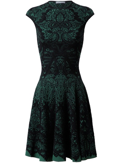 Alexander Mcqueen Wool Blend Knit Dress in Green | Lyst
