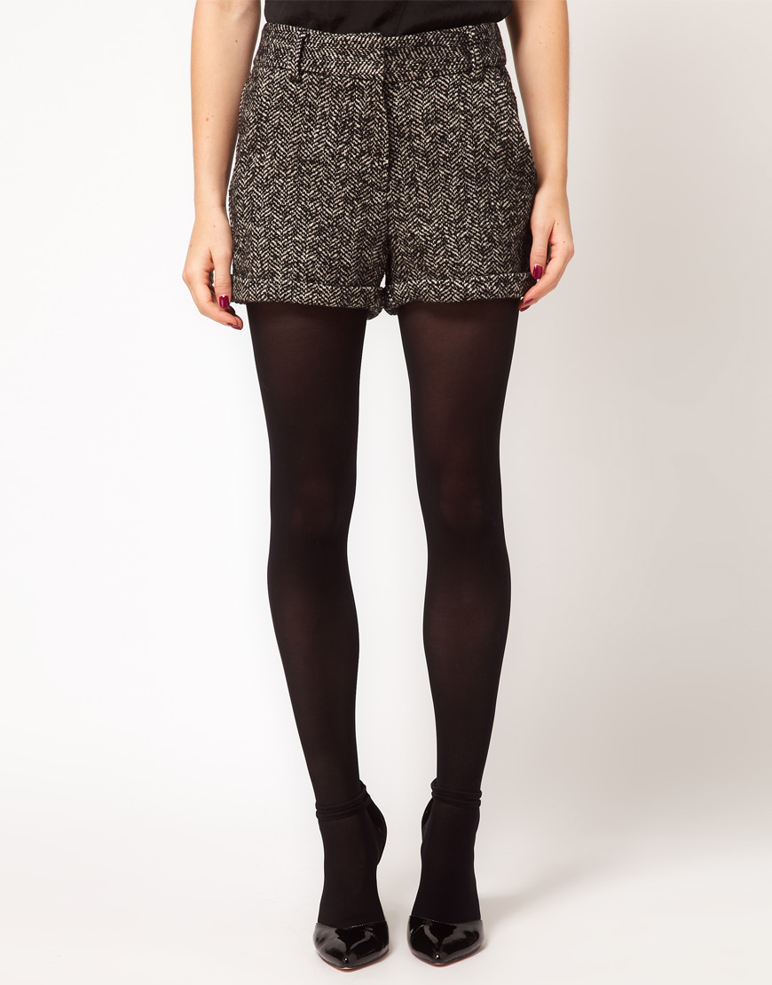 ASOS Tweed Shorts in Gray | Lyst