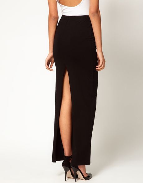 Asos Collection Asos Maxi Skirt with Back Split in Black | Lyst