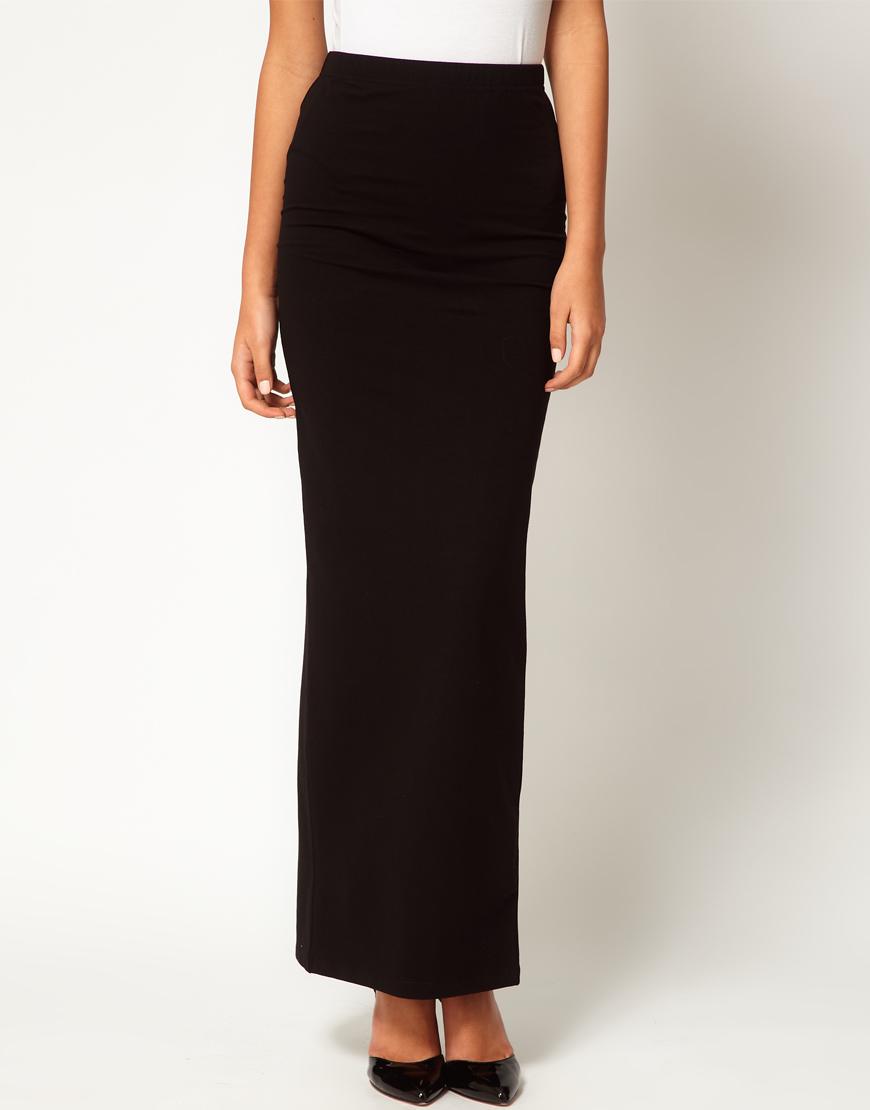ASOS Collection Asos Maxi Skirt with Back Split in Black - Lyst