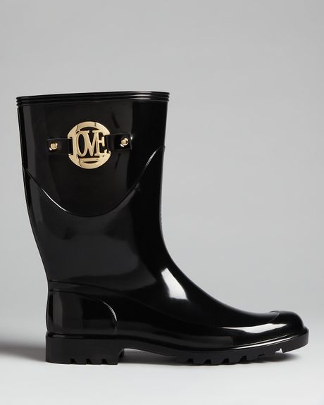 Love Moschino Rain Boots Love Short in Black | Lyst