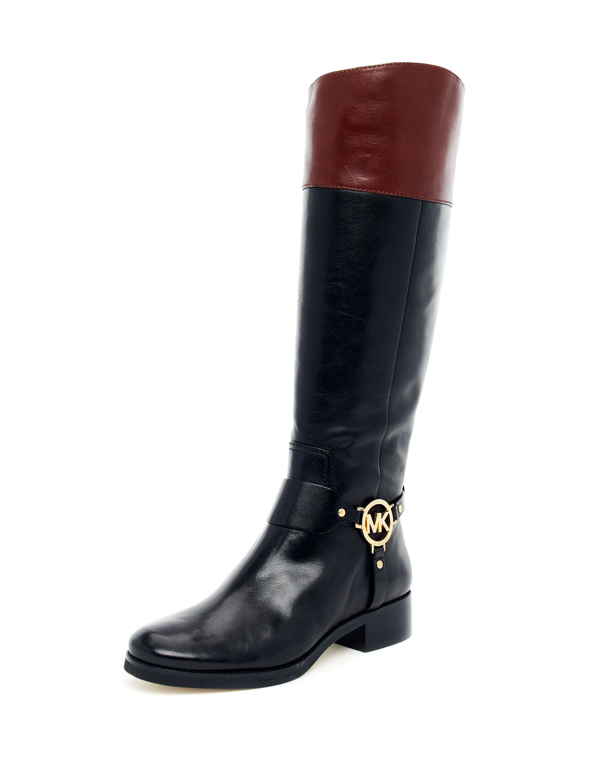 womens michael kors fulton harness boots in black/mocha