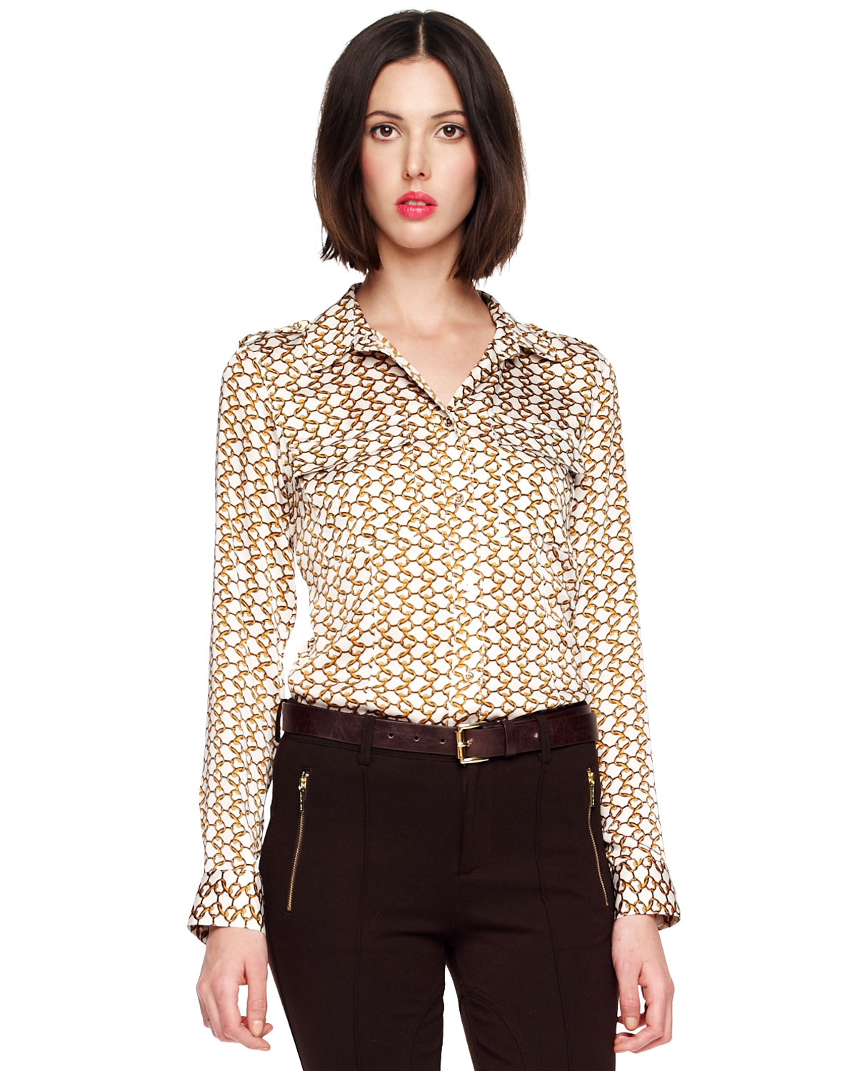 Michael Kors Chainprint Satin Blouse in
