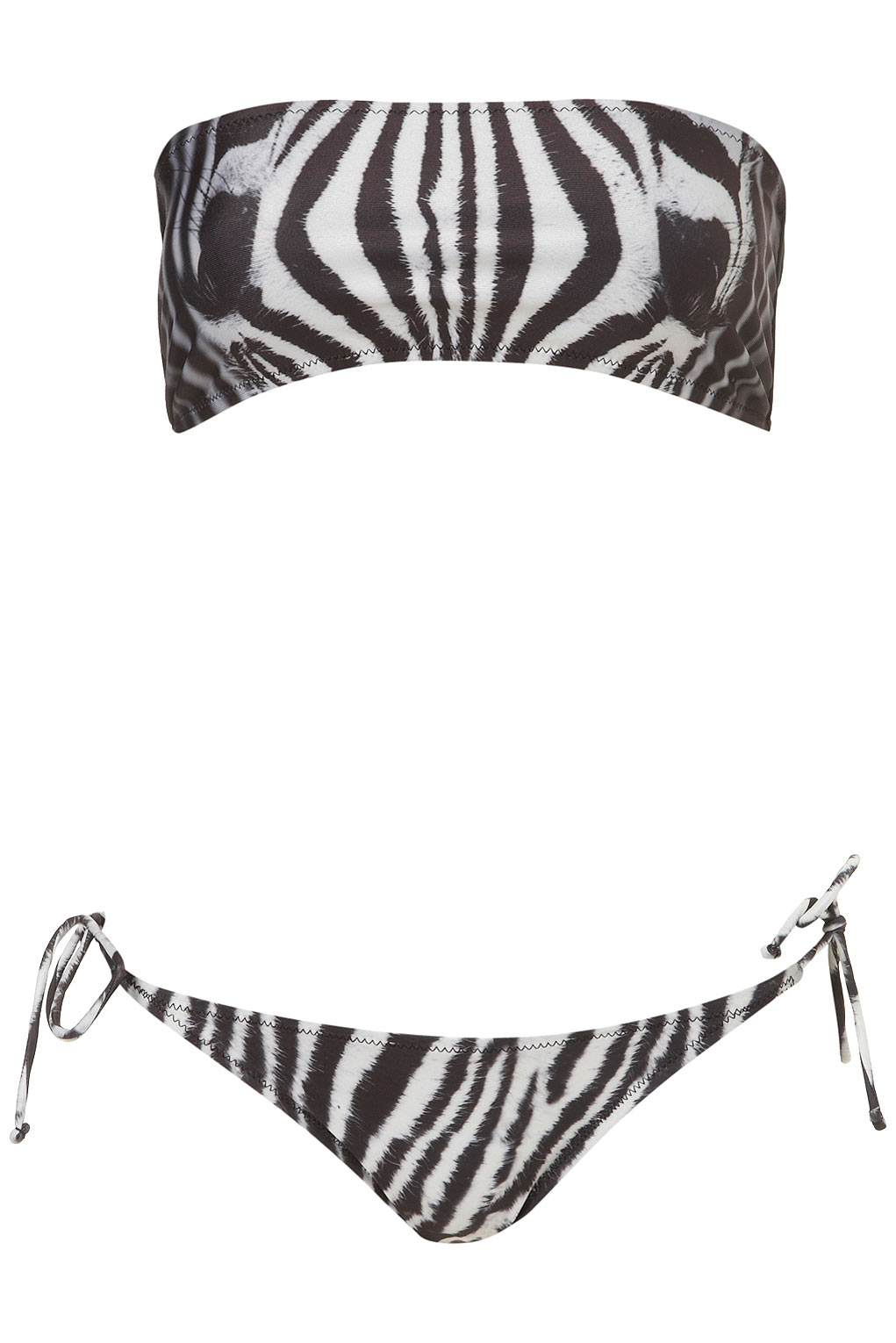 Lyst Zebra Bandeau Bikini in Black