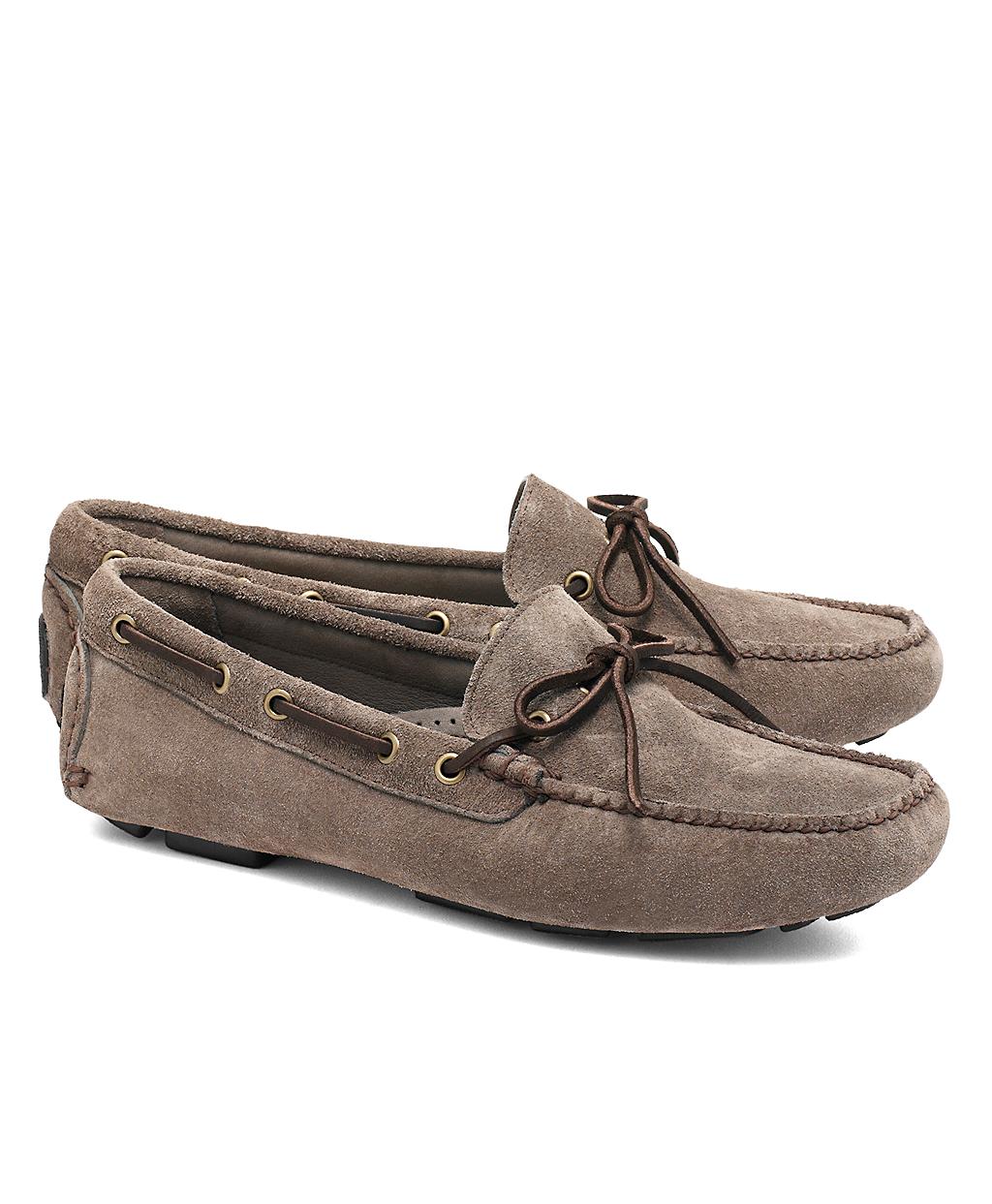 Brooks Brothers Suede Tie Driving Moccasin in Grey (Gray) for Men Lyst