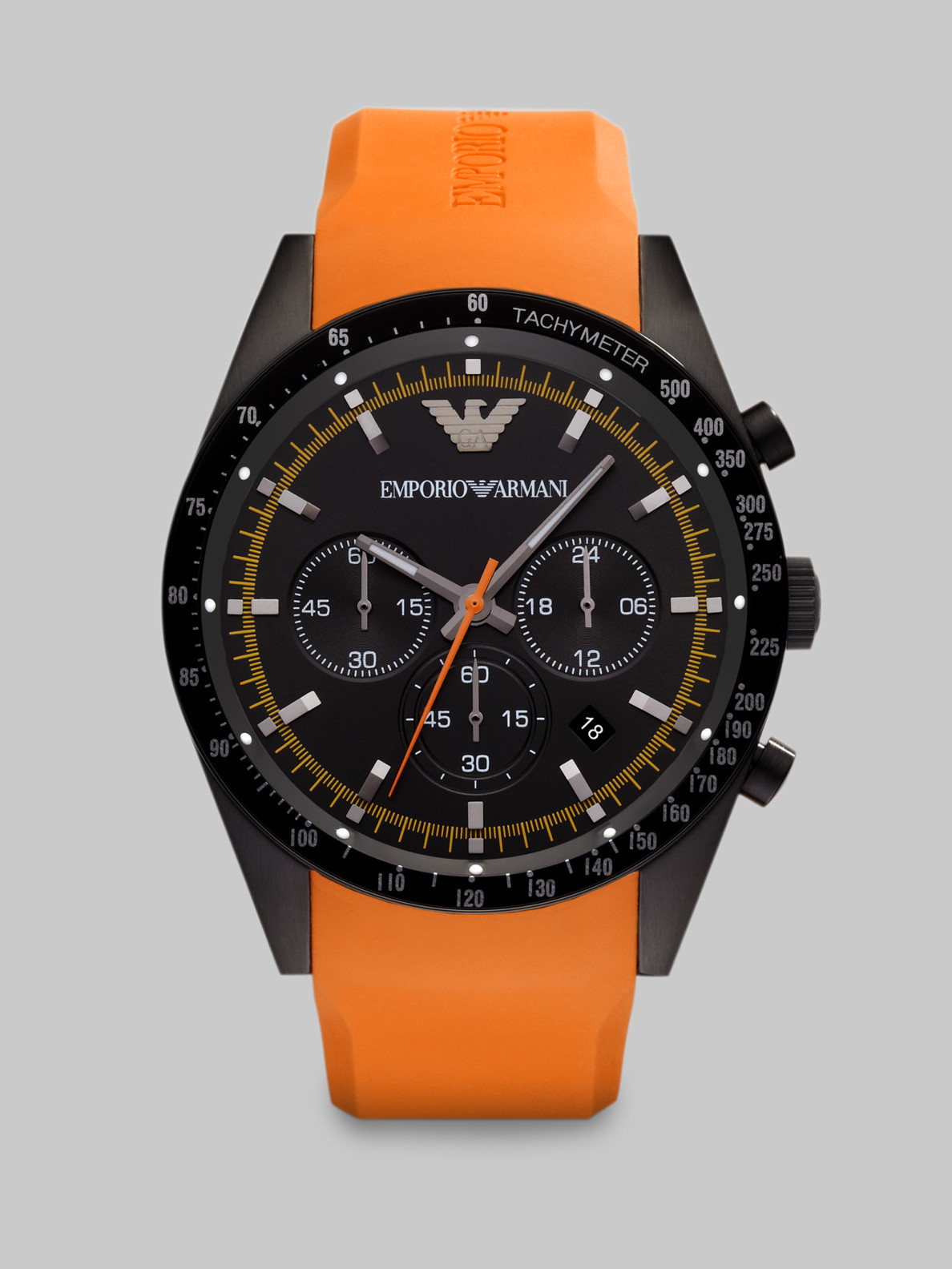 Emporio armani Sportivo Tachymeter Watch in Orange for Men Lyst