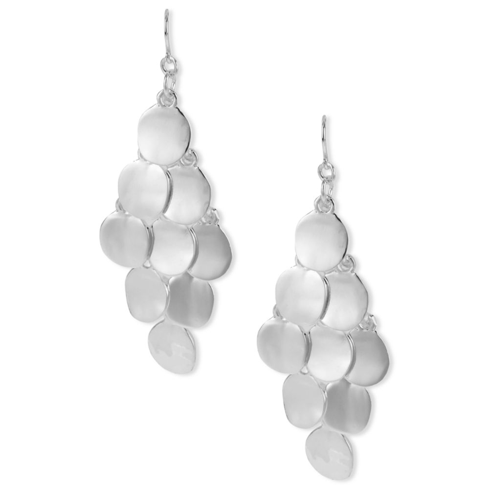 Lyst Kenneth Cole Silver Tone Circle Chandelier Earrings In Metallic Gallery