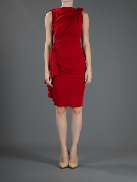 Lanvin Sleeveless Dress in Red | Lyst