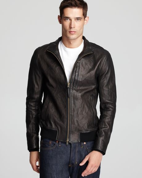 Vince Leather Motorcycle Jacket in Black for Men - Lyst