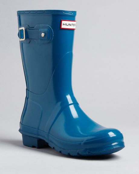Hunter Gloss Short Boots in Blue (steel blue) | Lyst