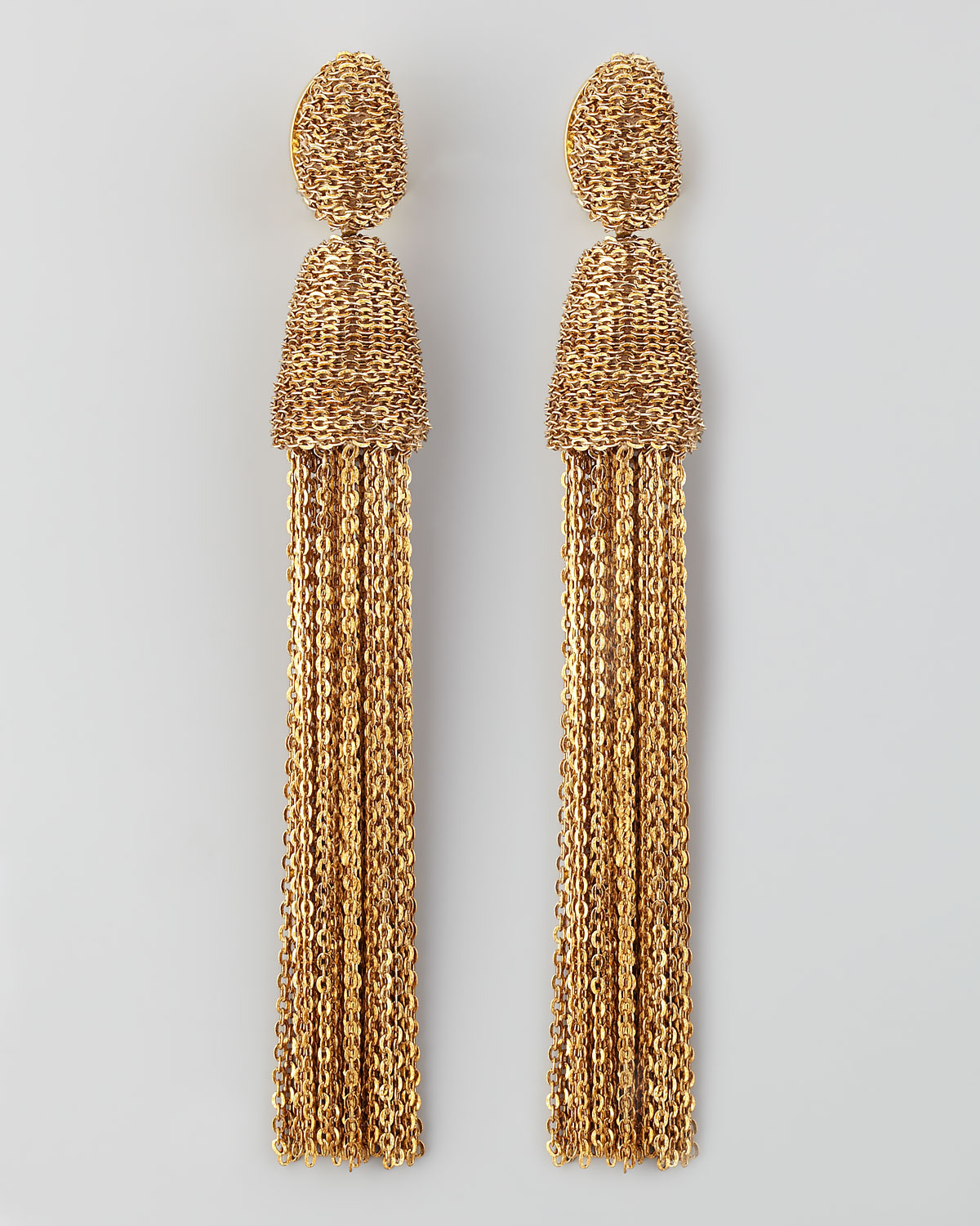 Oscar de la renta Chain Tassel Earrings in Metallic Lyst