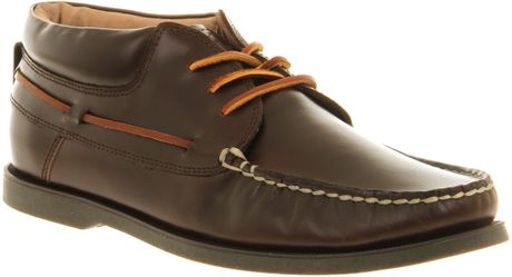 Ralph Lauren Blackley Mid Boat Shoe Dark Brown Leather in Brown for Men ...
