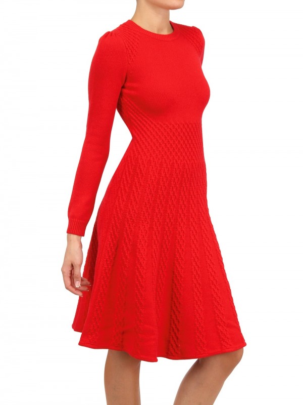 red wool dress