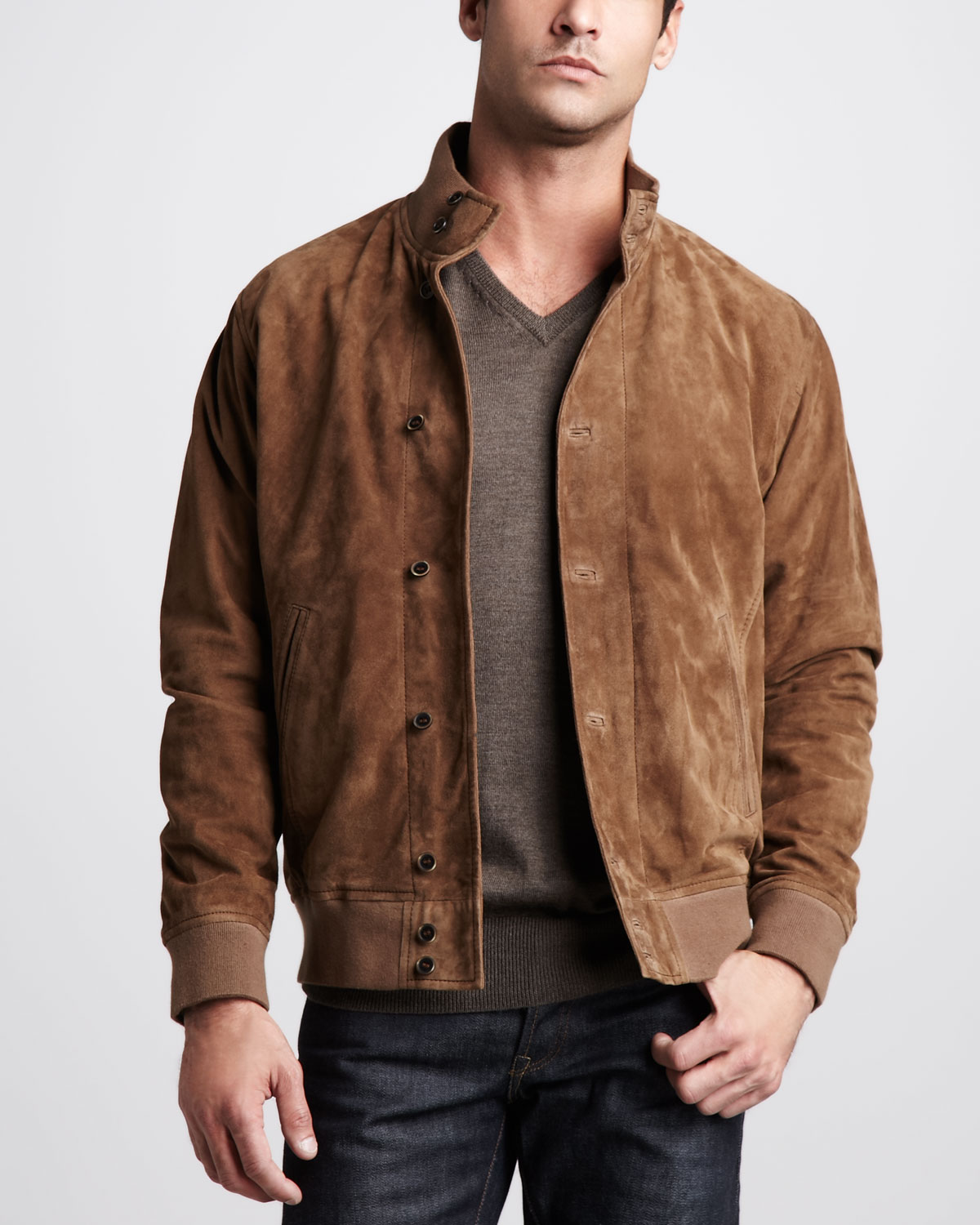 Peter Millar Suede Jacket in Chocolate (Brown) for Men - Lyst