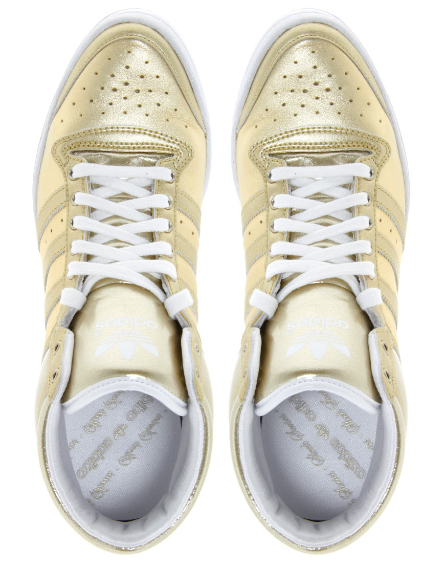 adidas Top Ten Hi Sleek Gold Trainers in Metallic Lyst