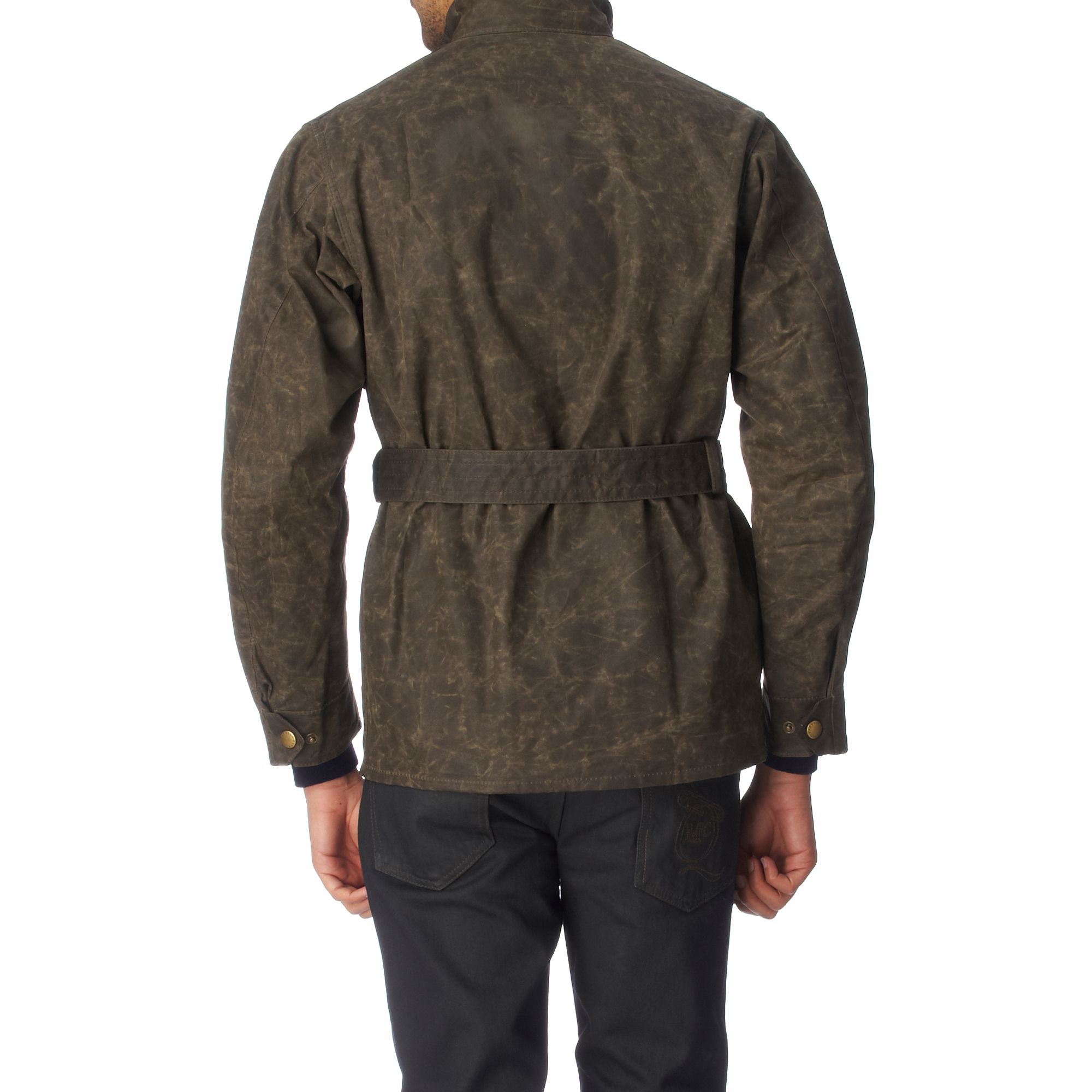 Distressed Waxed Jacket in Olive 