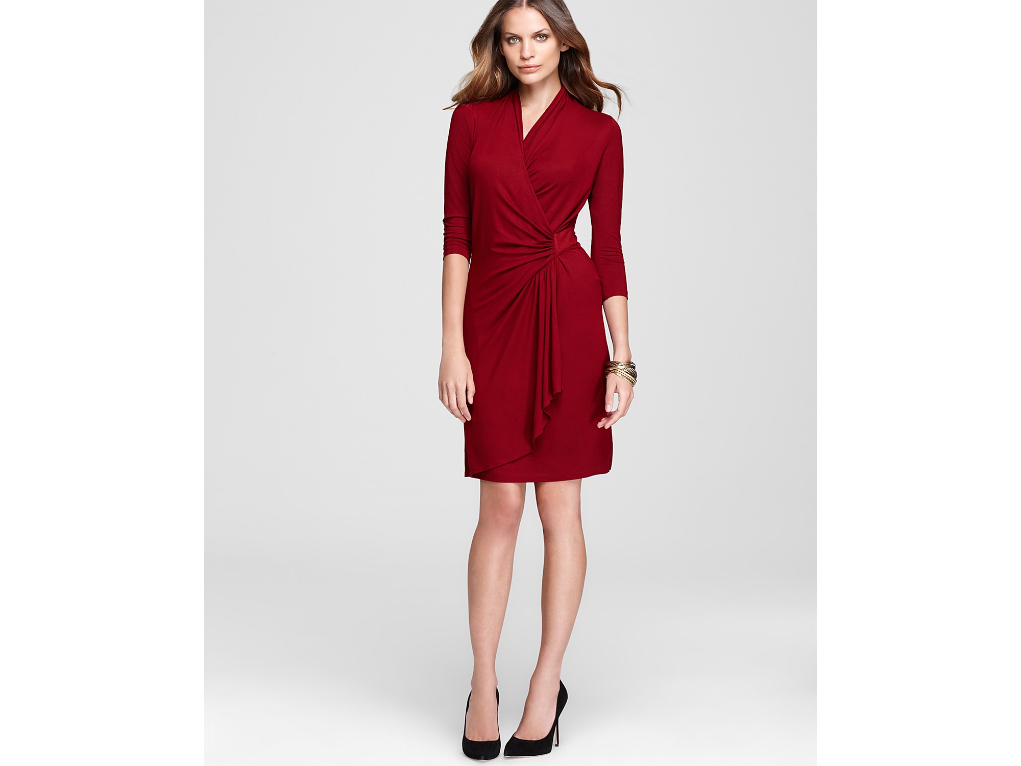 cascade wrap dress