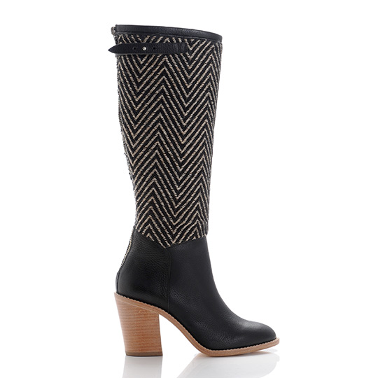 black stacked heel boot