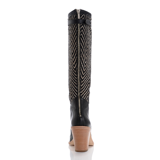 black stacked heel boot