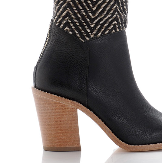 black stacked heel boot