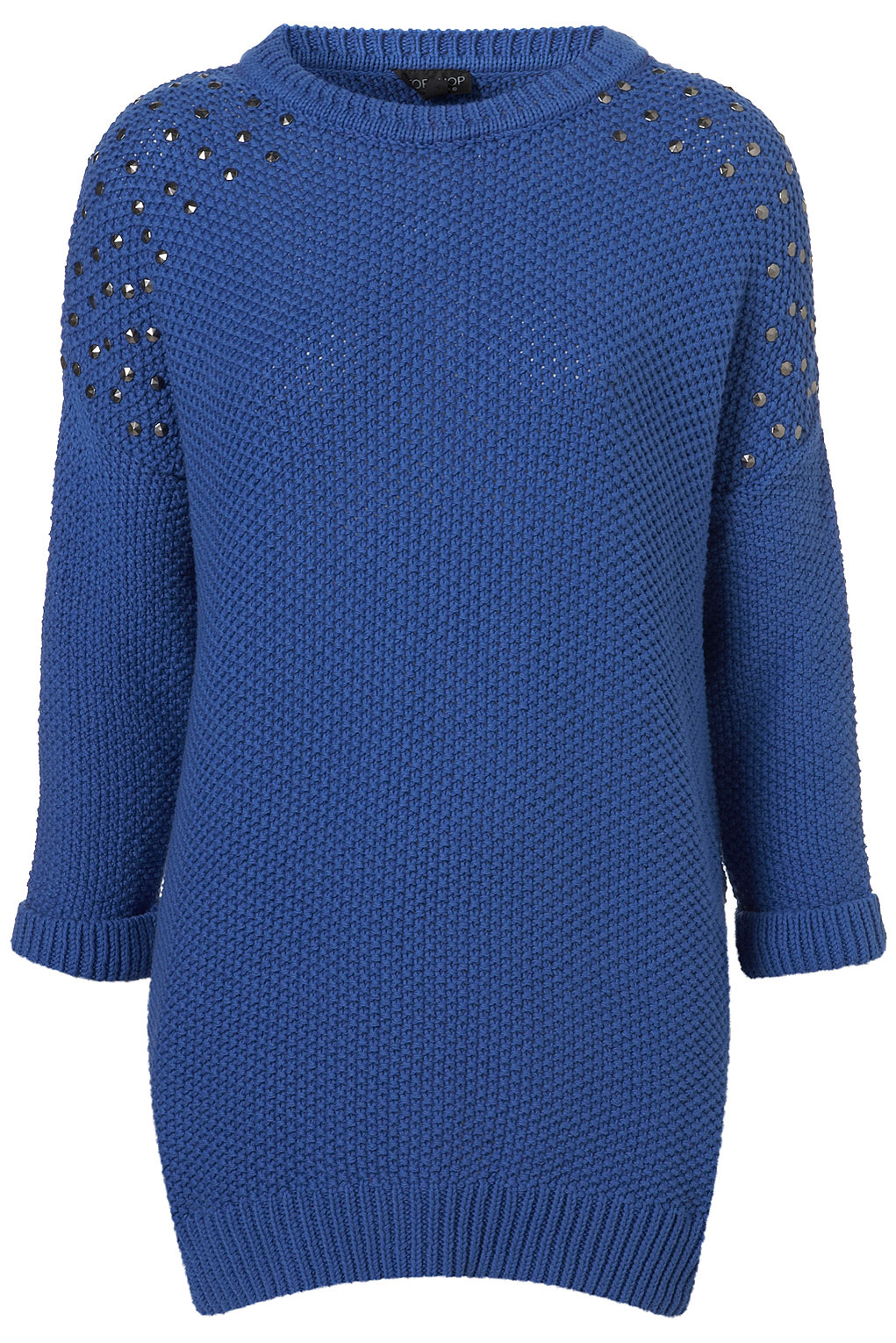 TOPSHOP Knitted Stud Shoulder Jumper in Cobalt (Blue) - Lyst