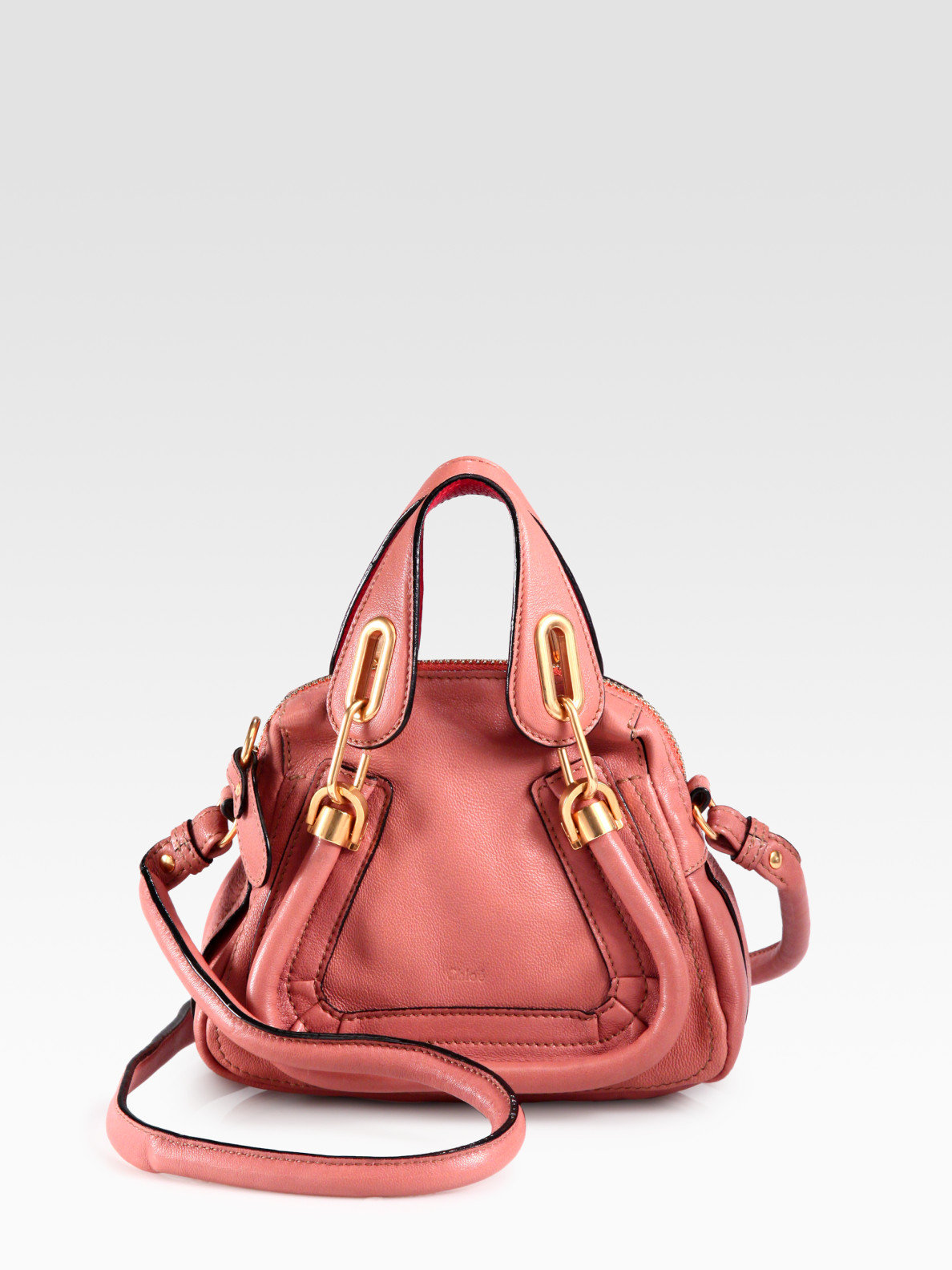 Chlo Mini Leather Paraty Crossbody Bag in Pink | Lyst  