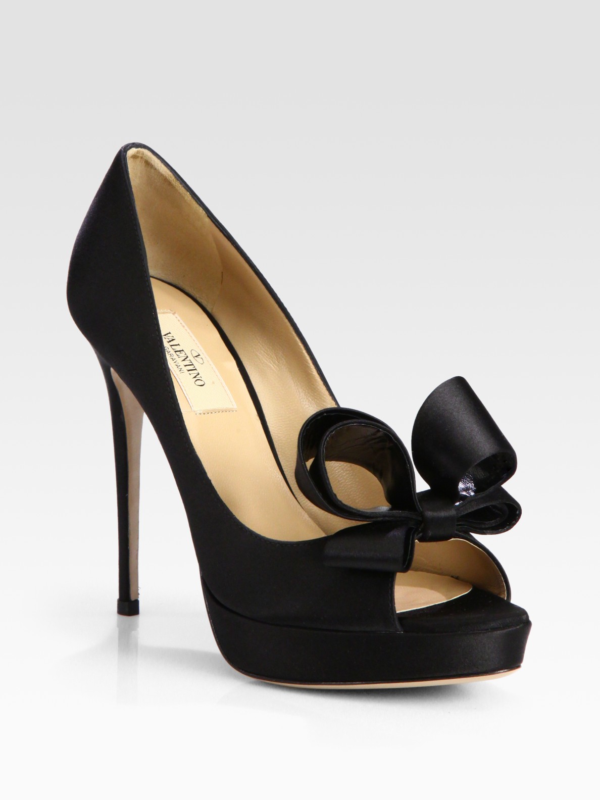 Lyst - Valentino Satin Couture Bow Pumps in Black