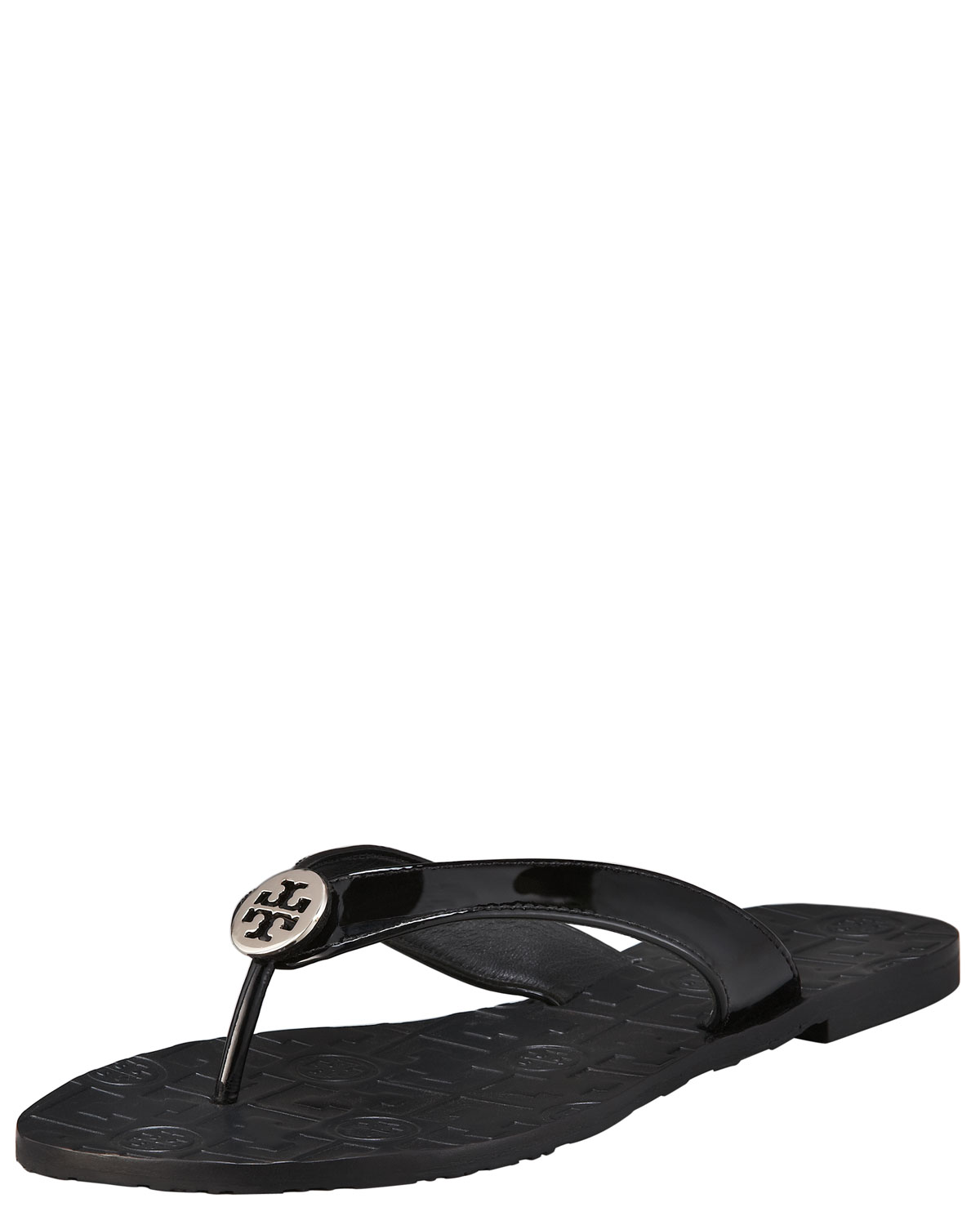 tory burch black leather flip flops