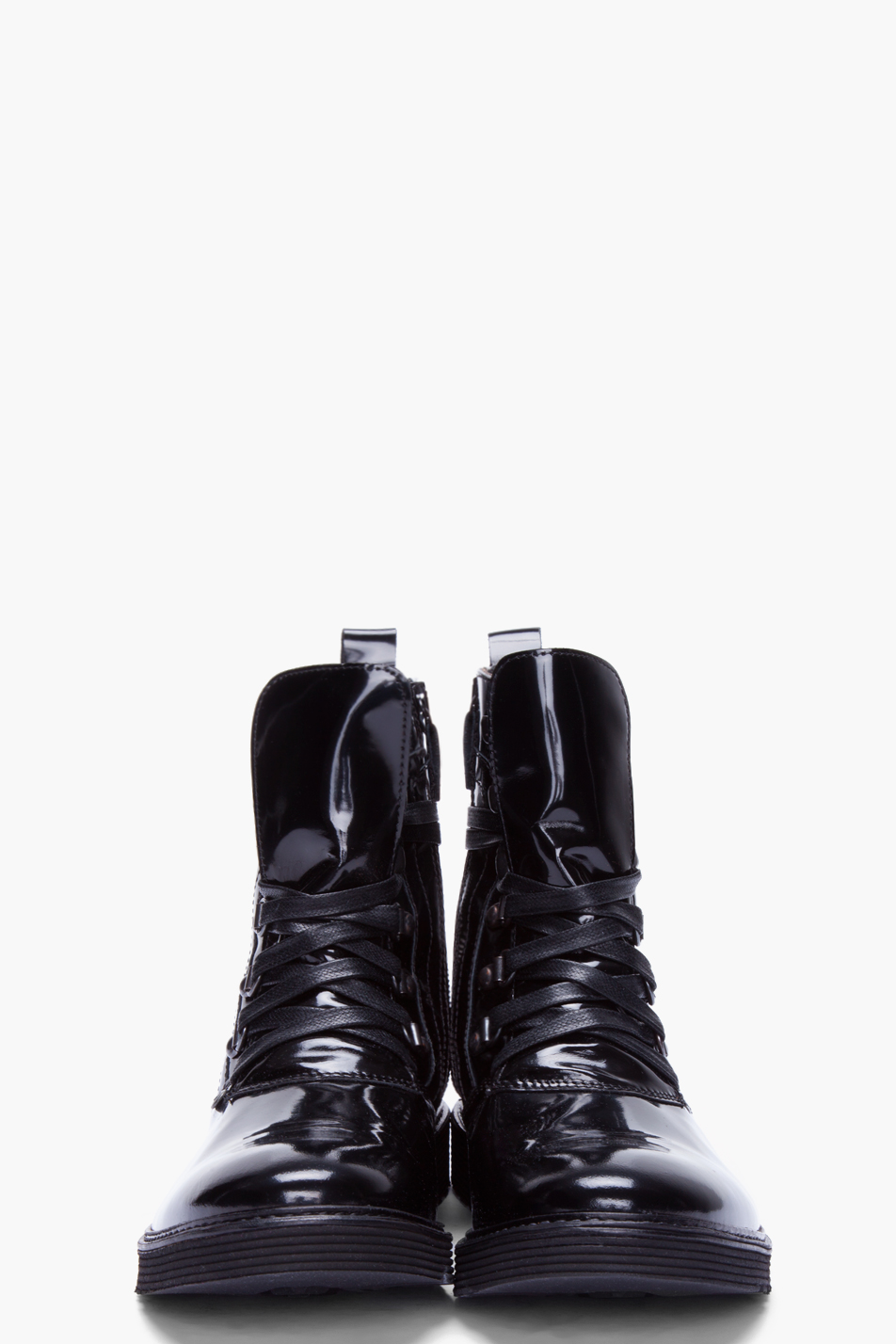 McQ Black Patent Leather Combat Boots for Men - Lyst
