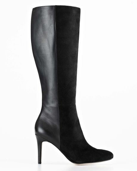 Ann Taylor Josie Extended Calf Suede and Leather High Heel Boots in ...