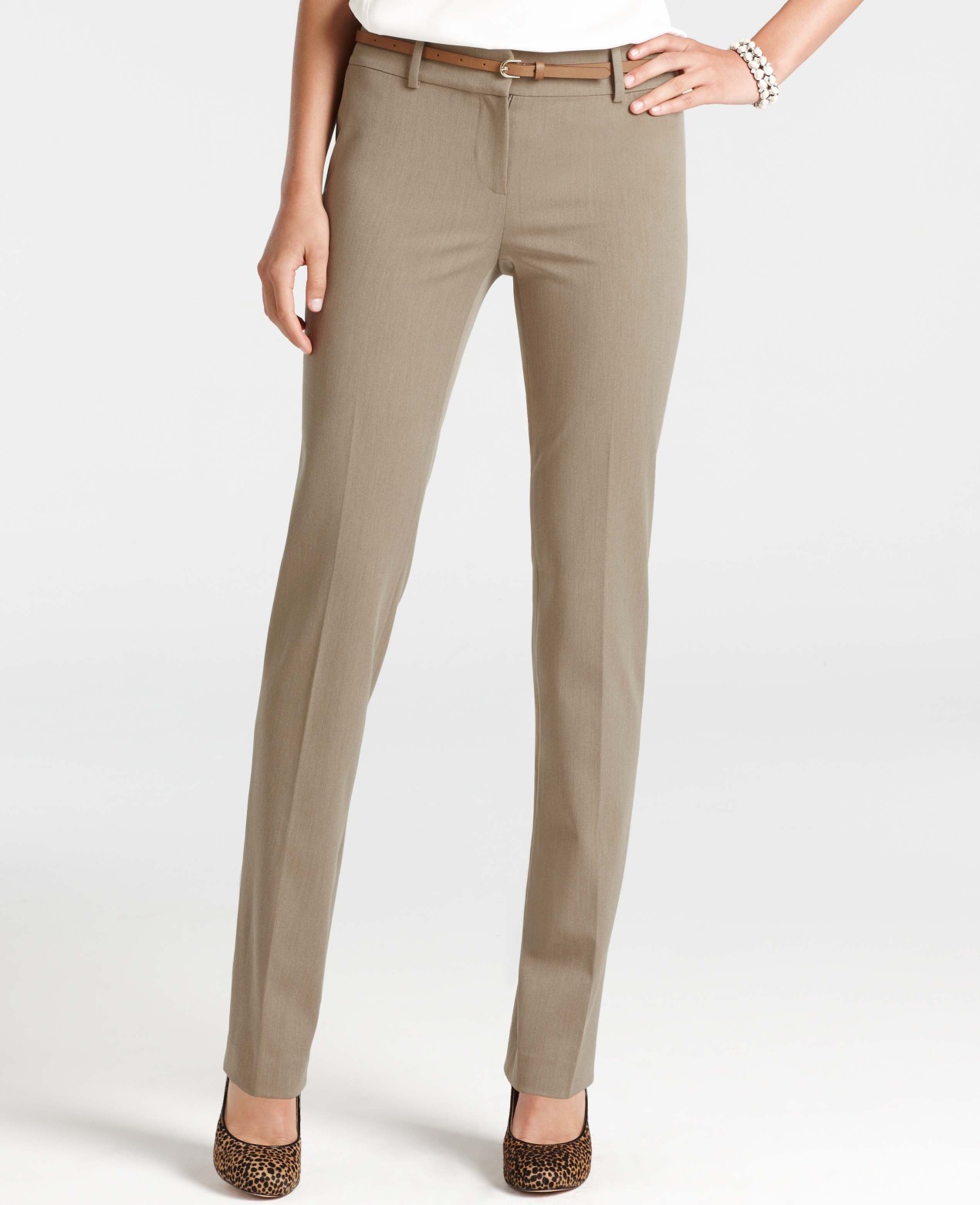 Ann taylor Signature Stretch Twill Straight Leg Pants in Beige (city taupe) | Lyst