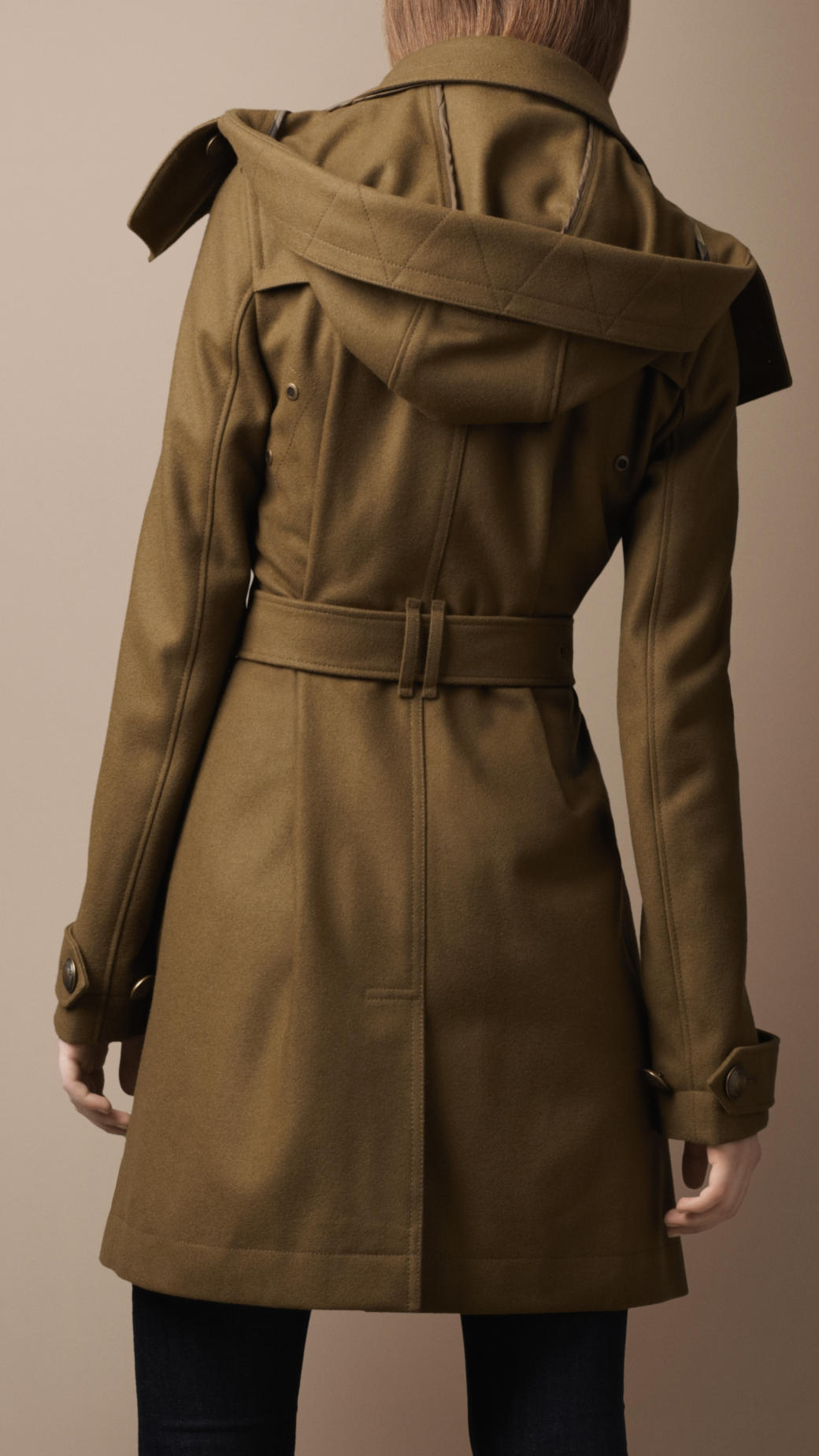 Lyst - Burberry Brit Short Cotton Twill Hooded Trench in Green
