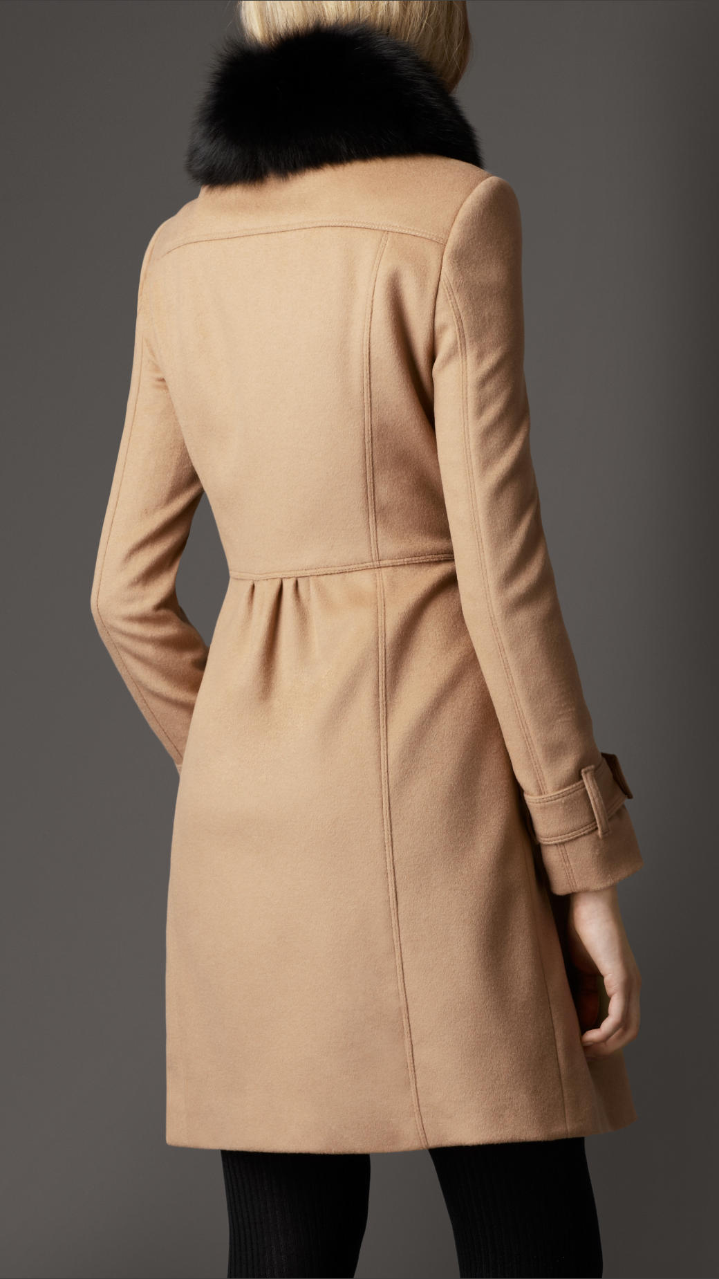 Burberry Midlength Wool Cashmere Fur Collar Trench Coat in Camel (Natural)  | Lyst