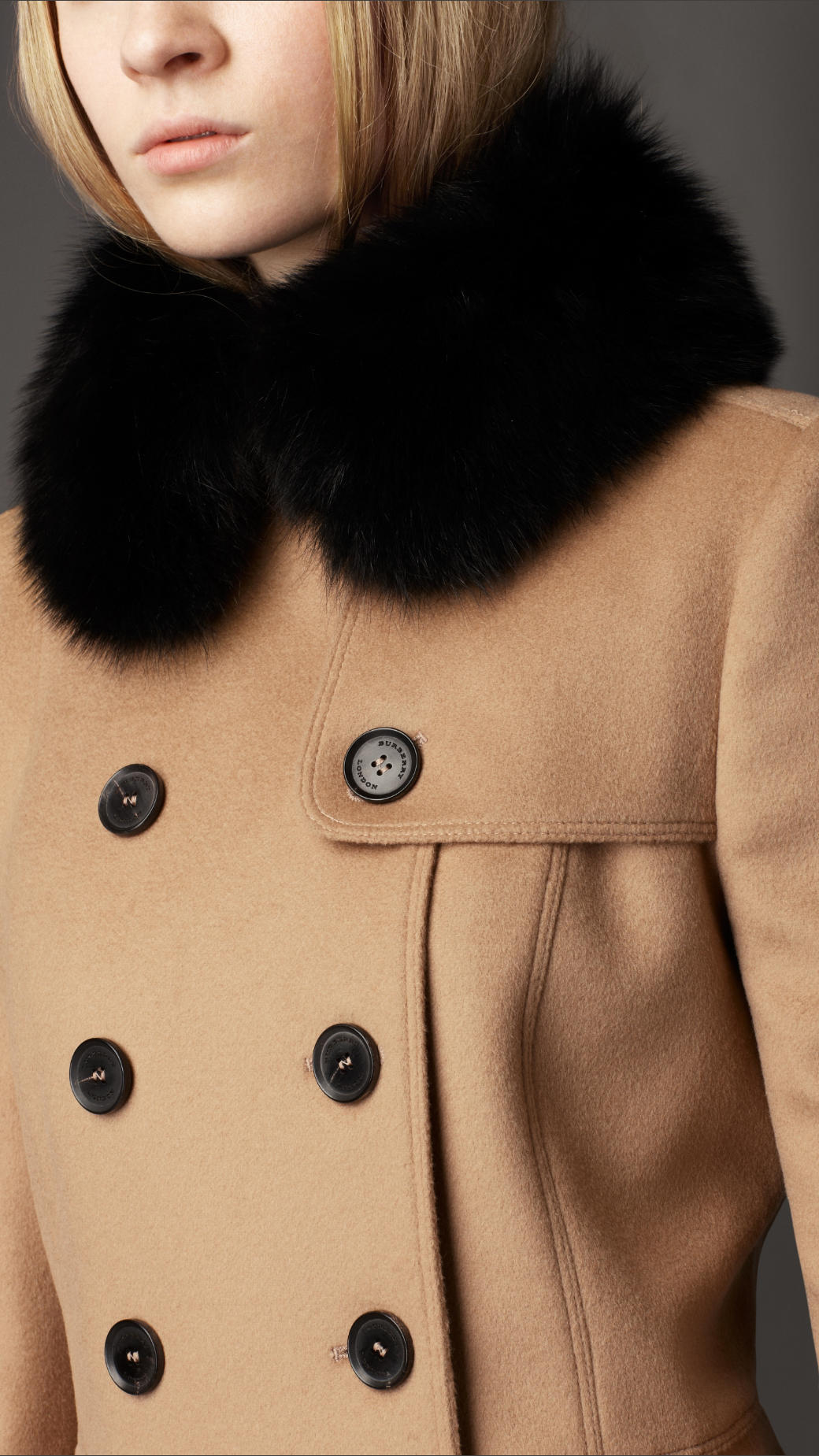 Burberry Midlength Wool Cashmere Fur Collar Trench Coat in Natural | Lyst