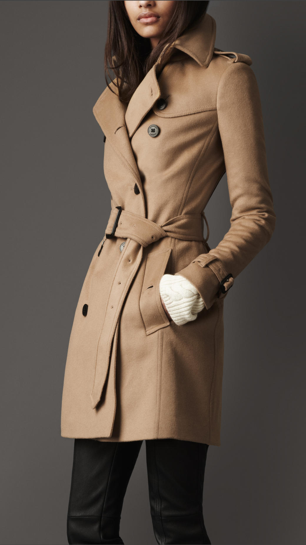Burberry Midlength Wool Cashmere Trench Coat in Camel (Natural) - Lyst