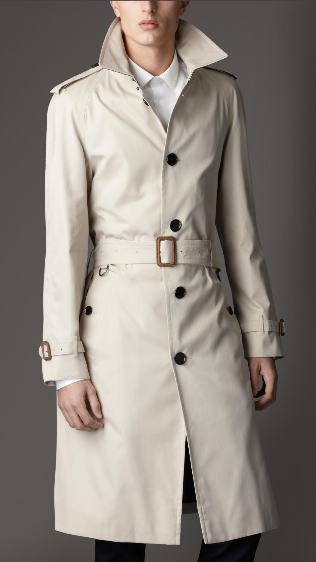 Burberry Long Cotton Gabardine Ostrich Leather Detail Trench Coat in ...