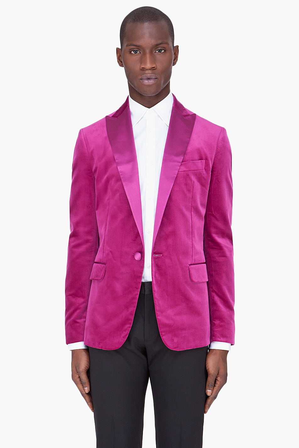 DSquared² Fuchsia Silk Trim Velvet Blazer in Pink for Men | Lyst