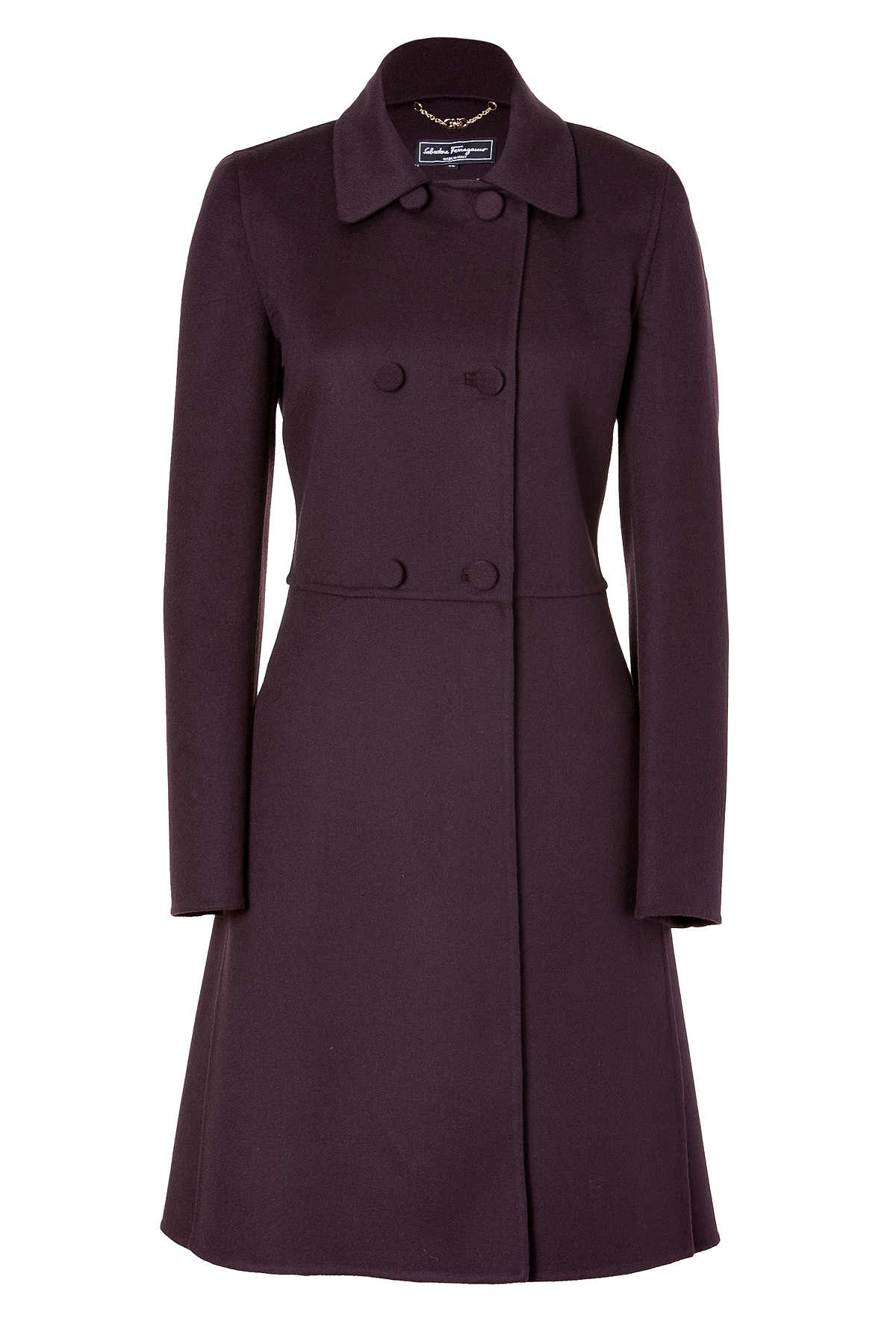 Ferragamo Plum Wool Cashmere Coat in Purple (plum) | Lyst