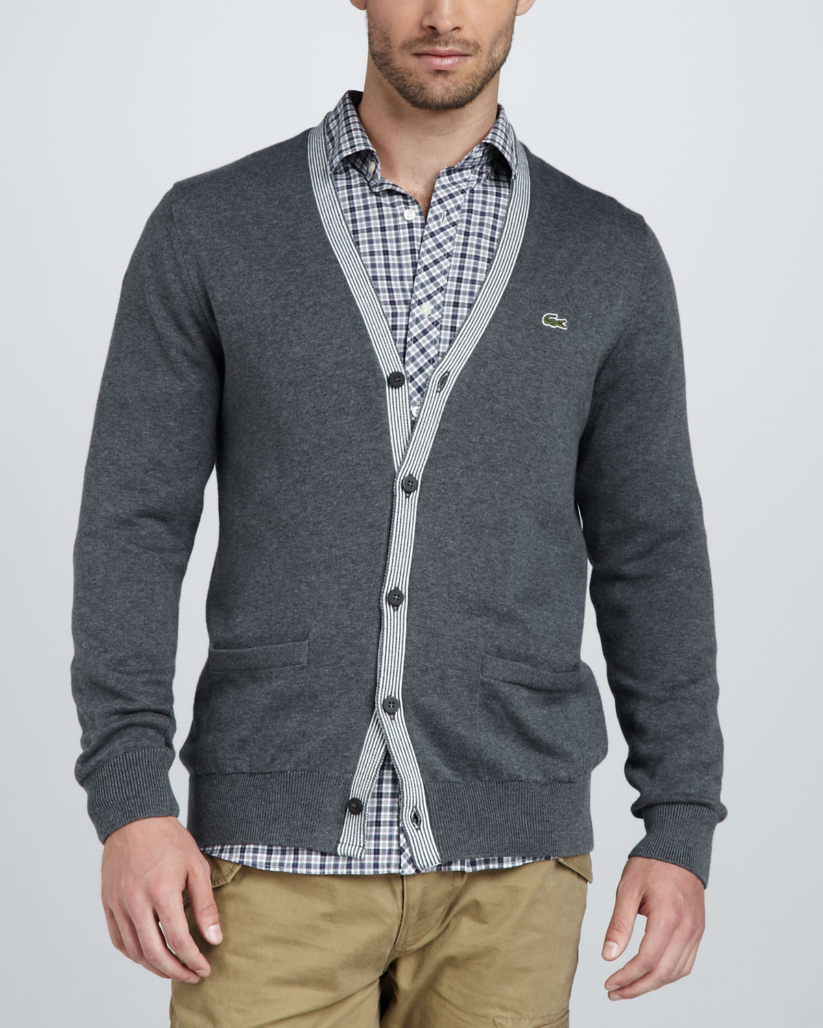 lacoste grey cardigan