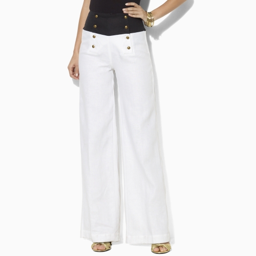 White linen sailor pants Clearance