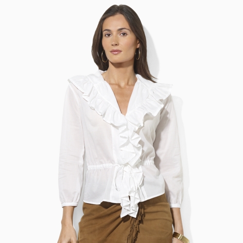 ralph lauren white ruffle blouse