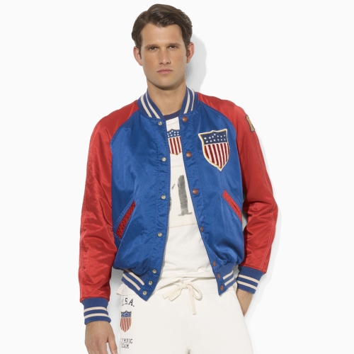 Polo Ralph Lauren Team USA Satin Varsity Jacket in Red for Men | Lyst