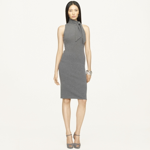 Ralph Lauren Black Label Tieneck Cashmere Dress in Gray | Lyst
