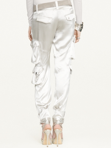 black silk cargo pants