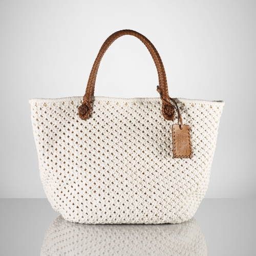 Ralph Lauren Collection Cotton Crochet Tote in White | Lyst