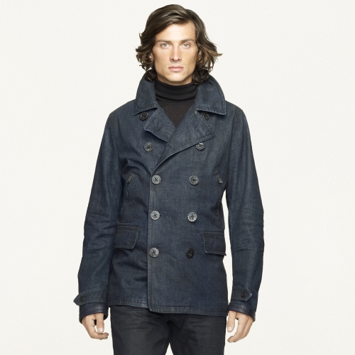 denim pea coat