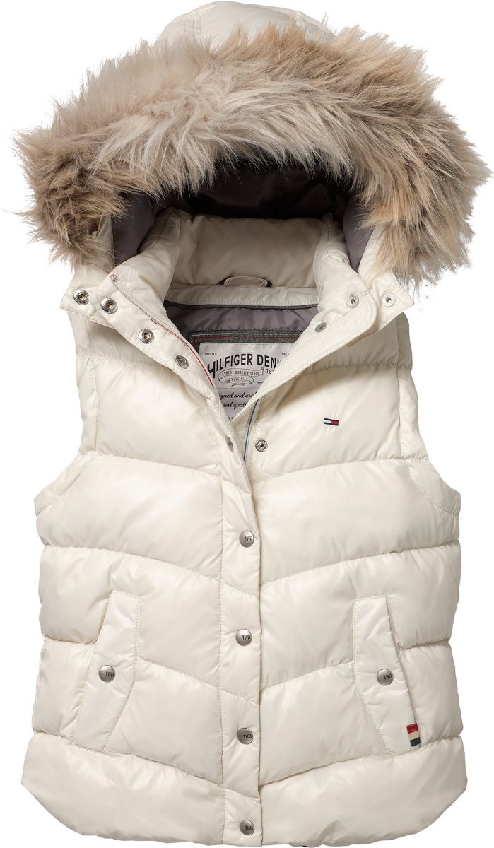 Tommy hilfiger Sleeveless Shiny Body Warmer with Deatchable Hood in