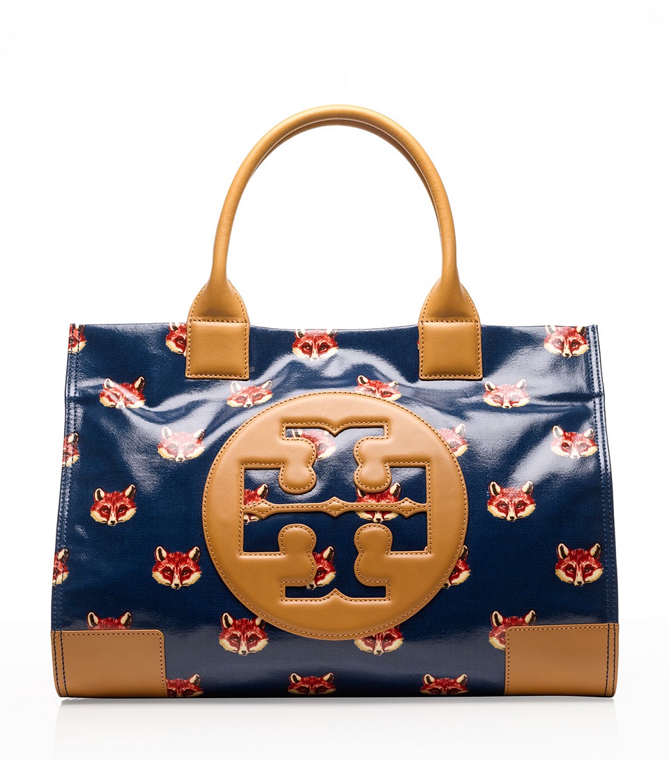 tory burch ella mixed print tote