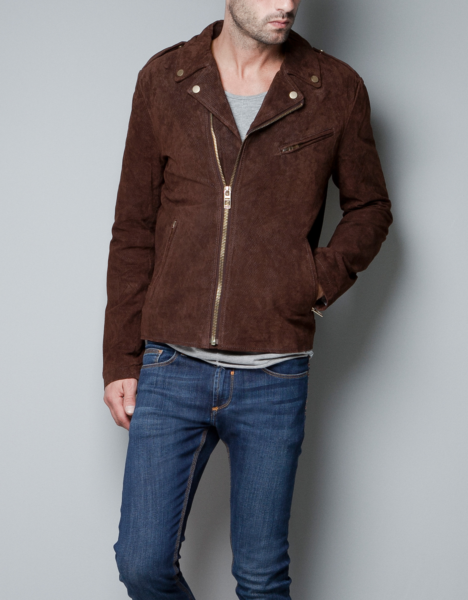 Zara Pekary Biker Jacket in Brown for Men Lyst