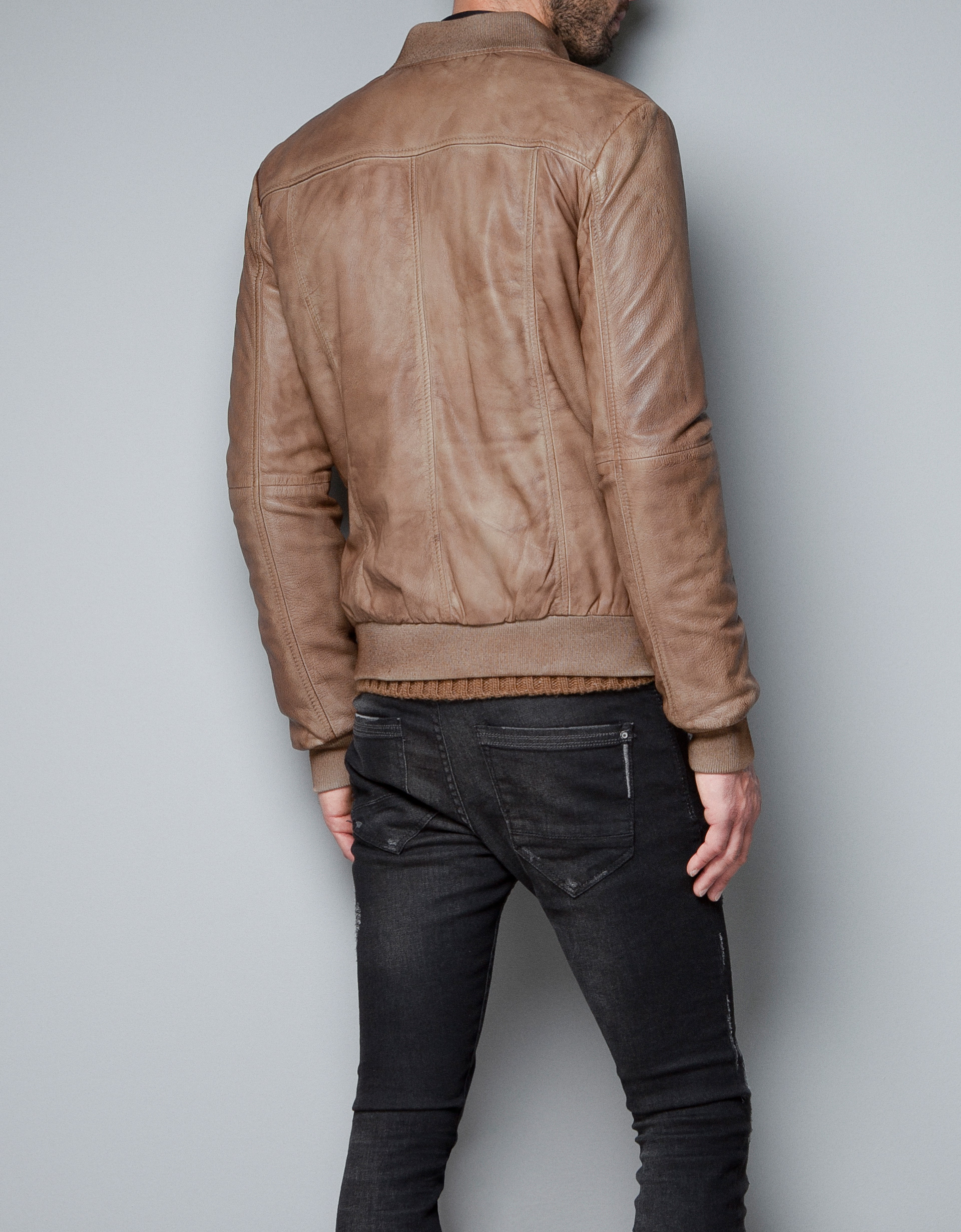 Zara Leather Jacket In Brown For Men Lyst Gallery